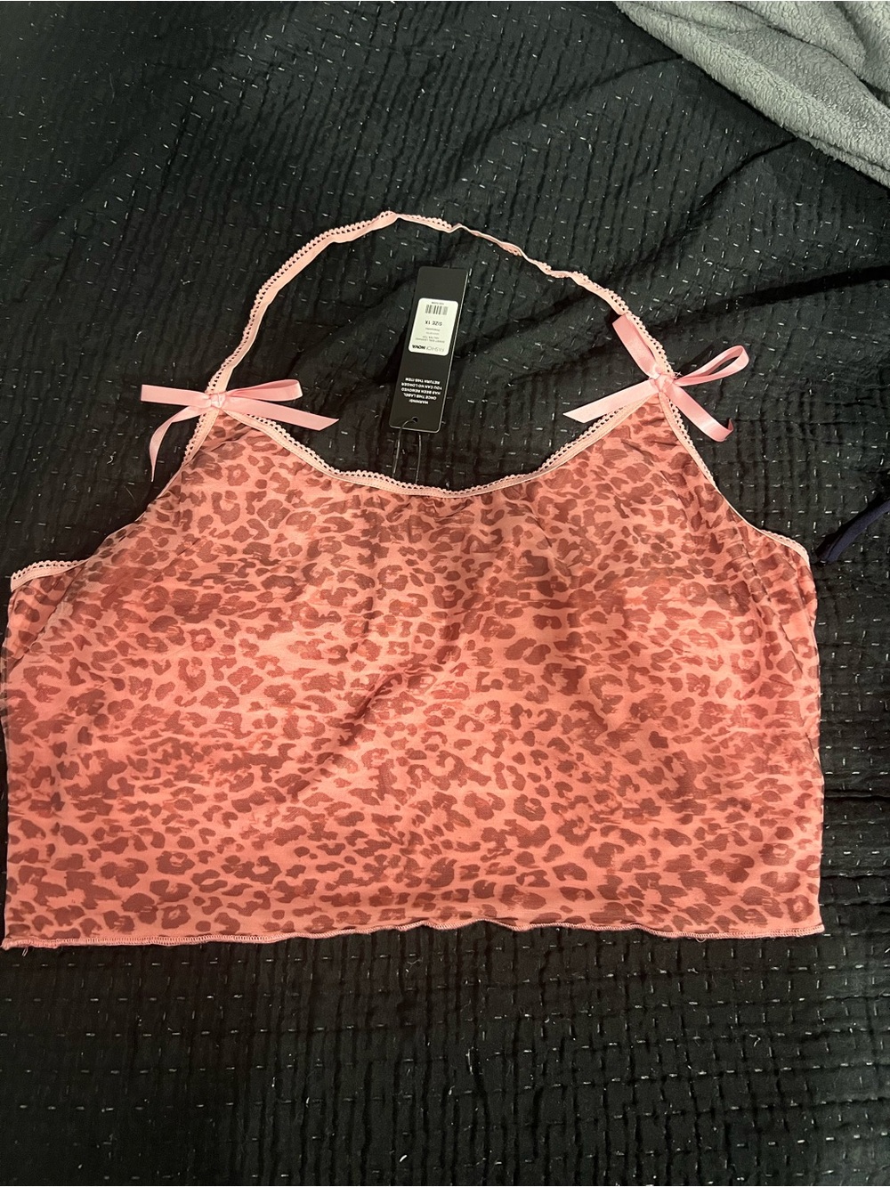 Fashion Nova Pink Leopard Satin Cami Top